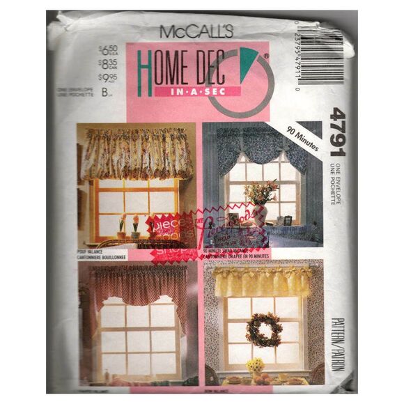 McCalls 4791 Pattern Home Decorating Window Treatments Toppers Decor  NEW UNCUT - Picture 1 of 2